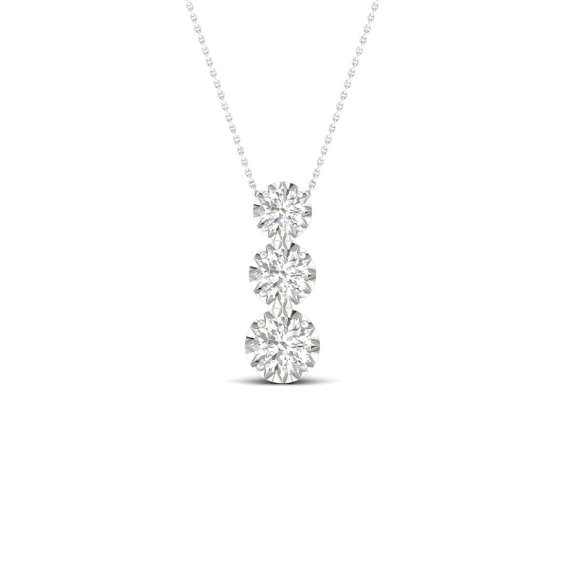 9ct White Gold 0.50ct Diamond 3 Stone Pendant