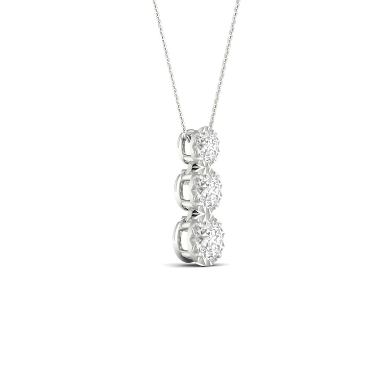 9ct White Gold 0.50ct Diamond 3 Stone Pendant