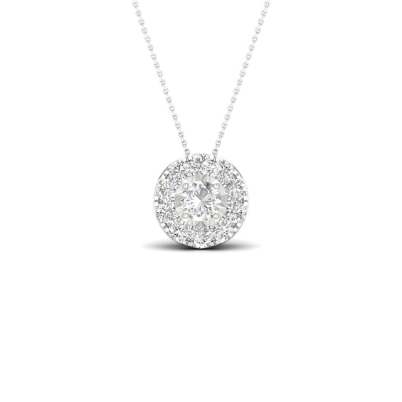 9ct White Gold 0.25ct Total Diamond Halo Pendant