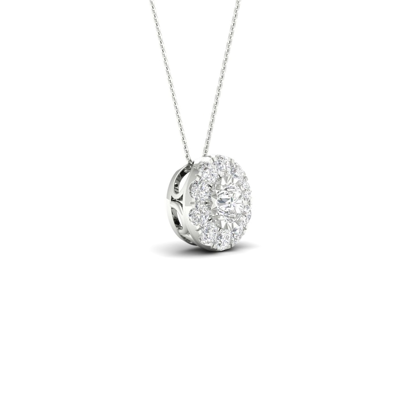 Main Image 3 of 9ct White Gold 0.25ct Total Diamond Halo Pendant