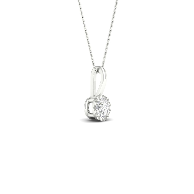 Main Image 3 of 9ct White Gold 0.10ct Diamond Solitaire Pendant