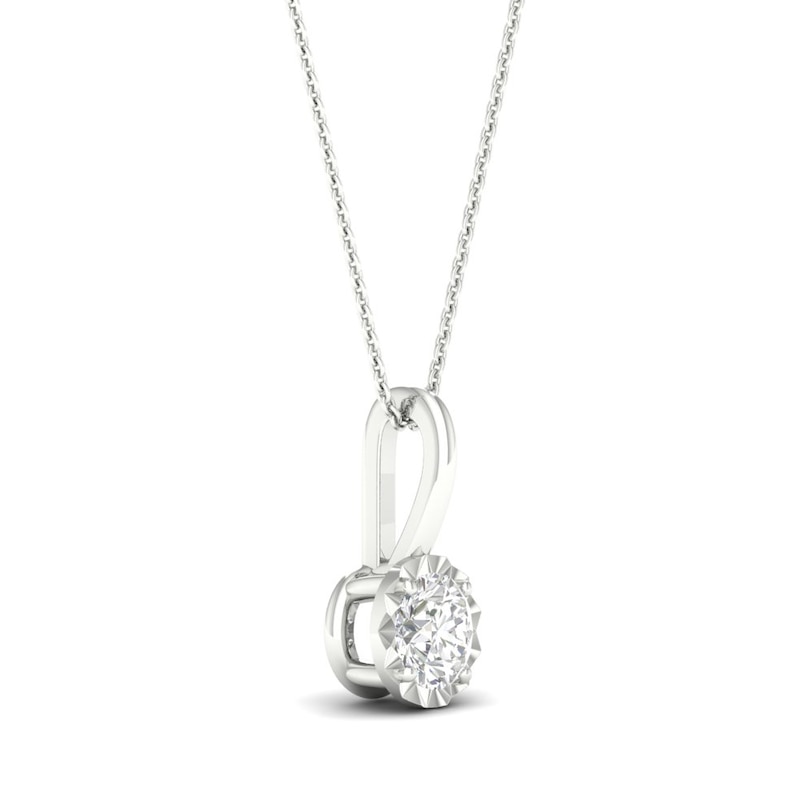 Main Image 4 of 9ct White Gold 0.10ct Diamond Solitaire Pendant