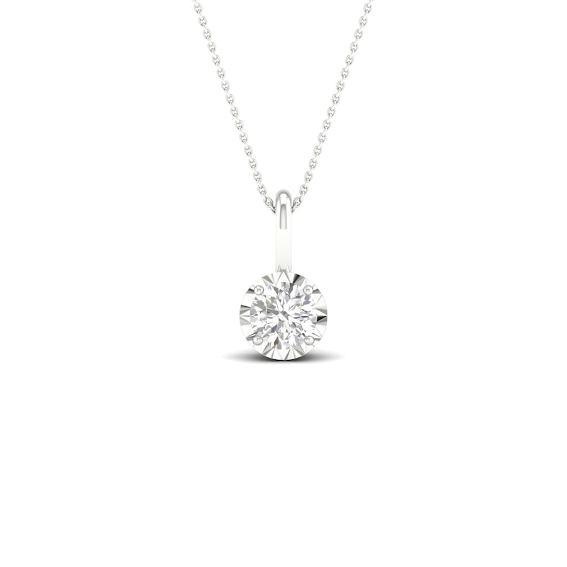 Main Image 1 of 9ct White Gold 0.15ct Diamond Illusion Set Solitaire Pendant