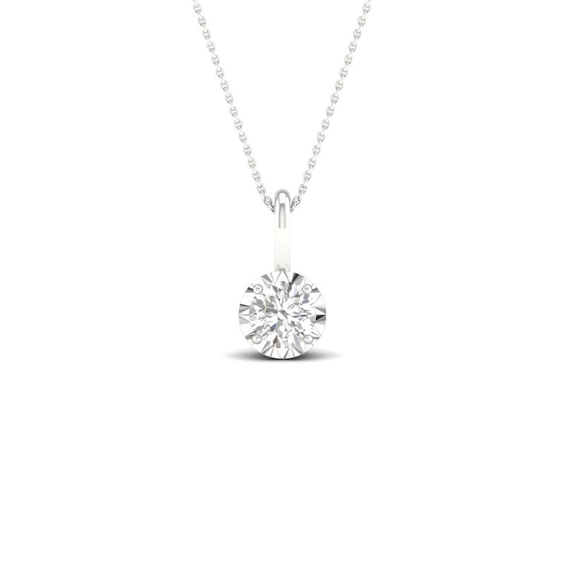 9ct White Gold 0.15ct Diamond Illusion Set Solitaire Pendant