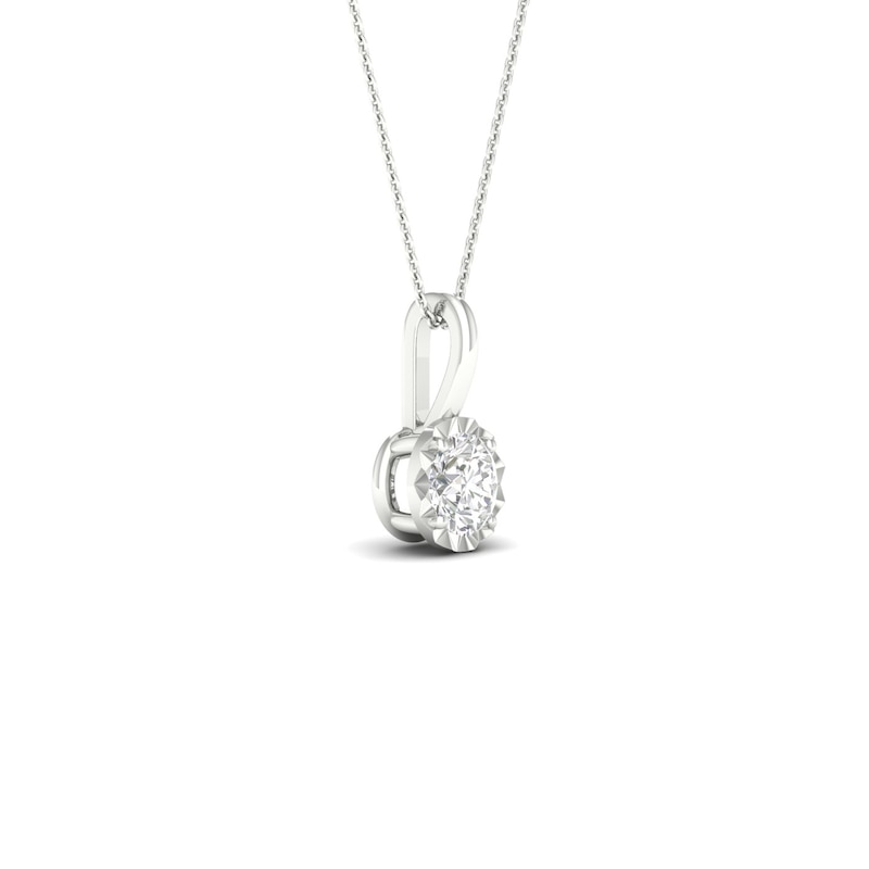 Main Image 3 of 9ct White Gold 0.15ct Diamond Illusion Set Solitaire Pendant