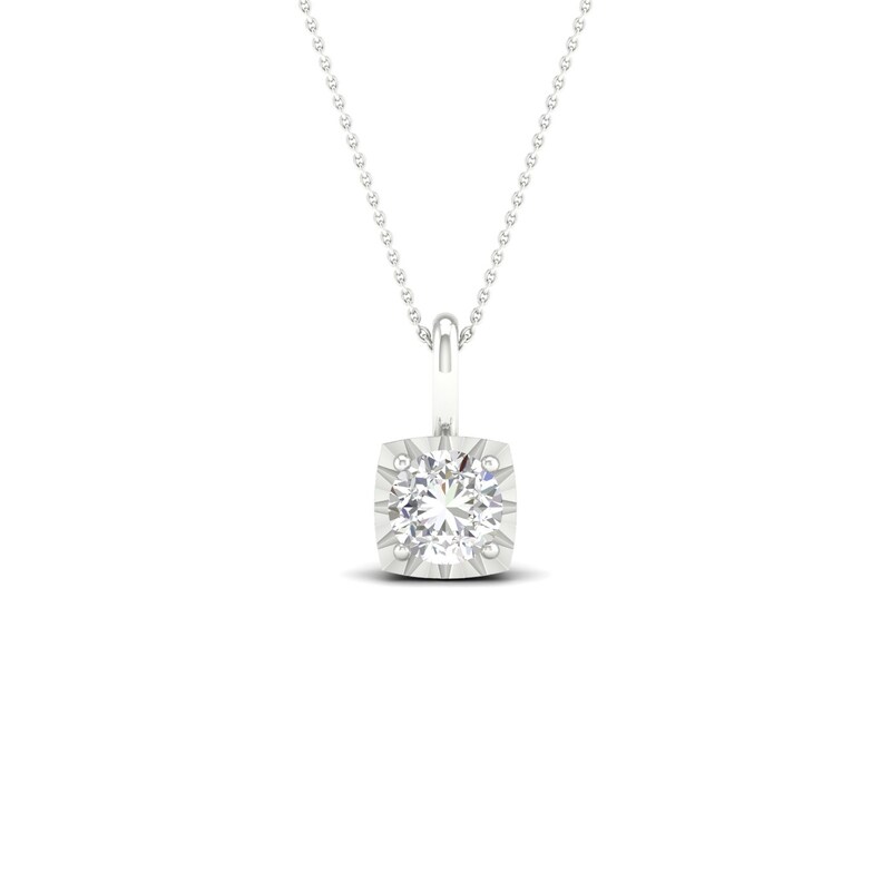 9ct White Gold 0.25ct Diamond Square Pendant