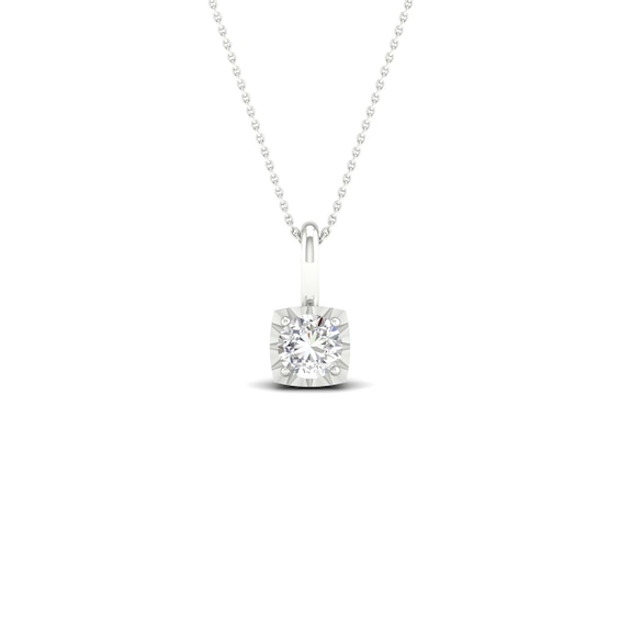 9ct White Gold 0.10ct Diamond Square Pendant