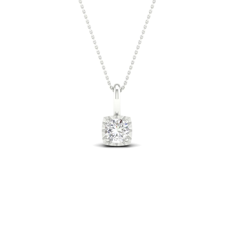 9ct White Gold 0.10ct Diamond Square Pendant