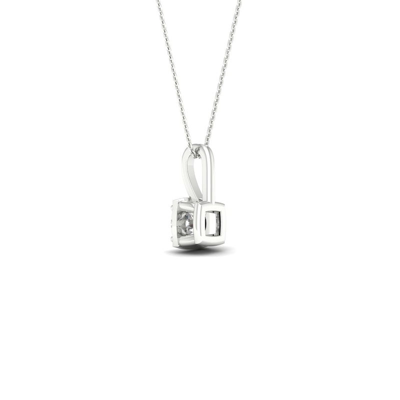 9ct White Gold 0.10ct Diamond Square Pendant