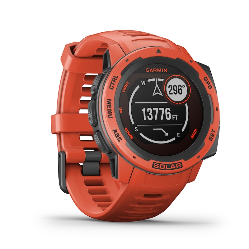 Main Image 6 of Garmin Instinct Solar GPS Flame Red Silicone Strap Smartwatch