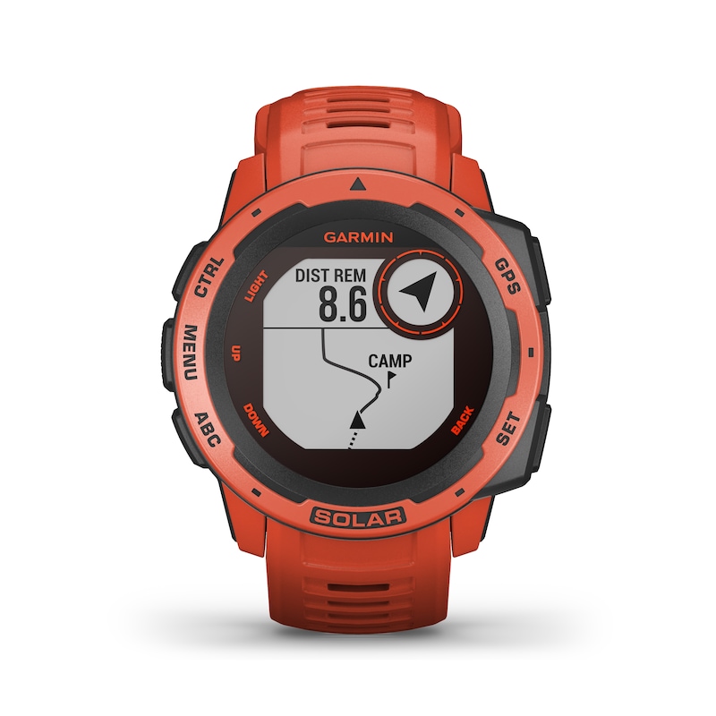 Main Image 7 of Garmin Instinct Solar GPS Flame Red Silicone Strap Smartwatch
