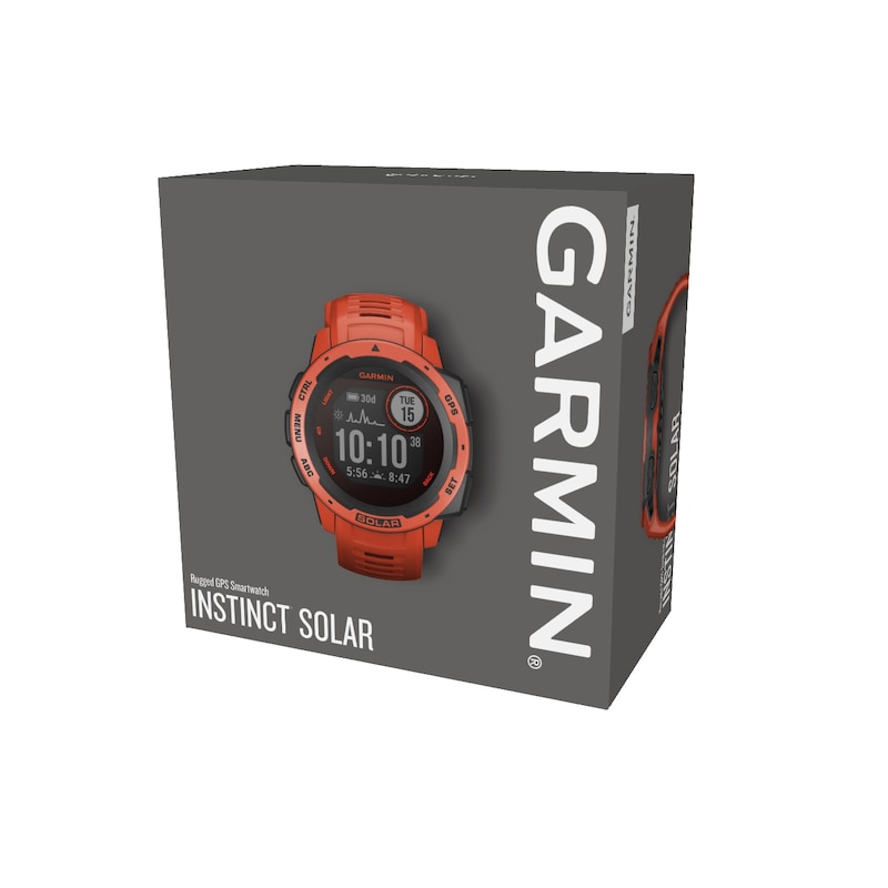 Main Image 8 of Garmin Instinct Solar GPS Flame Red Silicone Strap Smartwatch