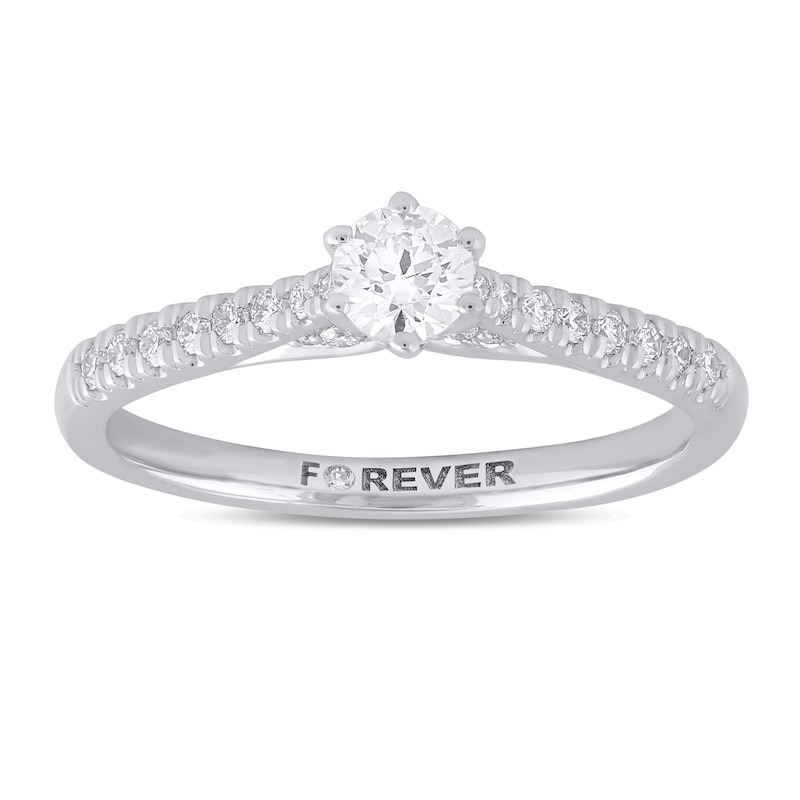 Main Image 1 of Engagement Ring The Forever Diamond 18ct White Gold 0.40ct Total Ring