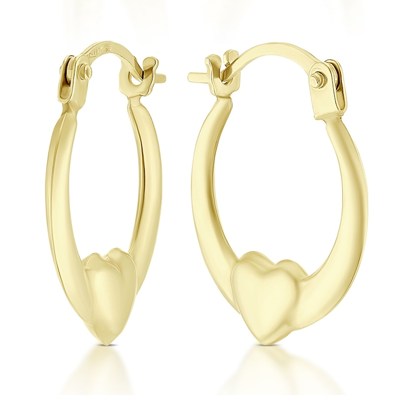 Main Image 3 of 9ct Yellow Gold Patterned & Heart Hoop Earrings Set