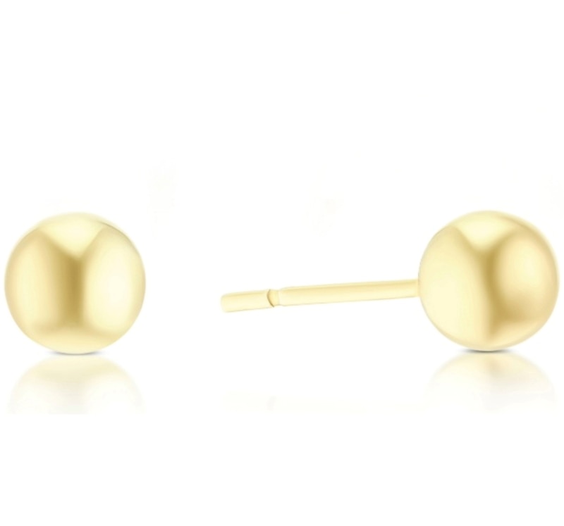 Main Image 3 of Sterling Silver Yellow Gold Plated Ball Stud & Sleeper Hoop Earrings Set