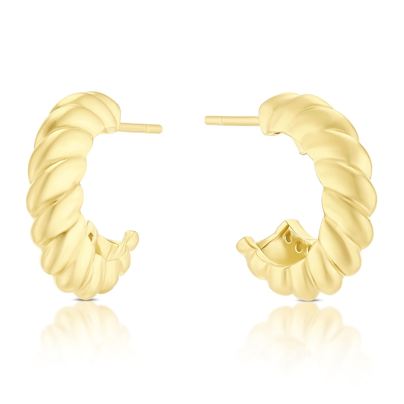 Main Image 4 of Sterling Silver Yellow Gold Plated Cubic Zirconia Twist Half Hoop Earrings Bauble