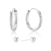 Thumbnail Image 1 of Sterling Silver Ball Stud & Diamond Cut Sleeper Hoop Earrings Set Bauble