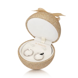 Sterling Silver Ball Stud & Diamond Cut Sleeper Hoop Earrings Set Bauble