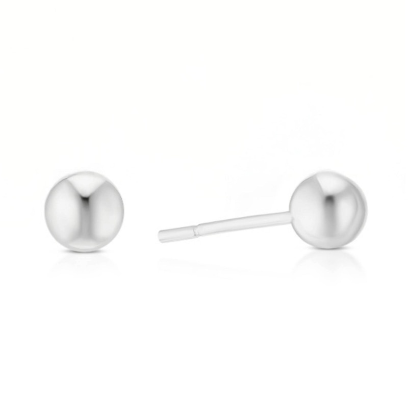 Main Image 3 of Sterling Silver Ball Stud & Diamond Cut Sleeper Hoop Earrings Set