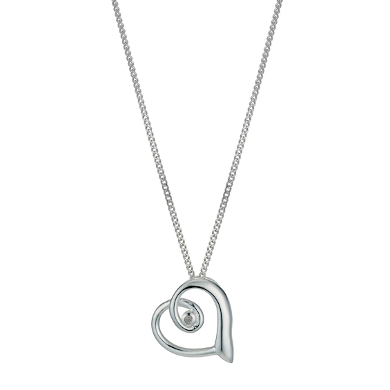 Silver Diamond Heart Pendant