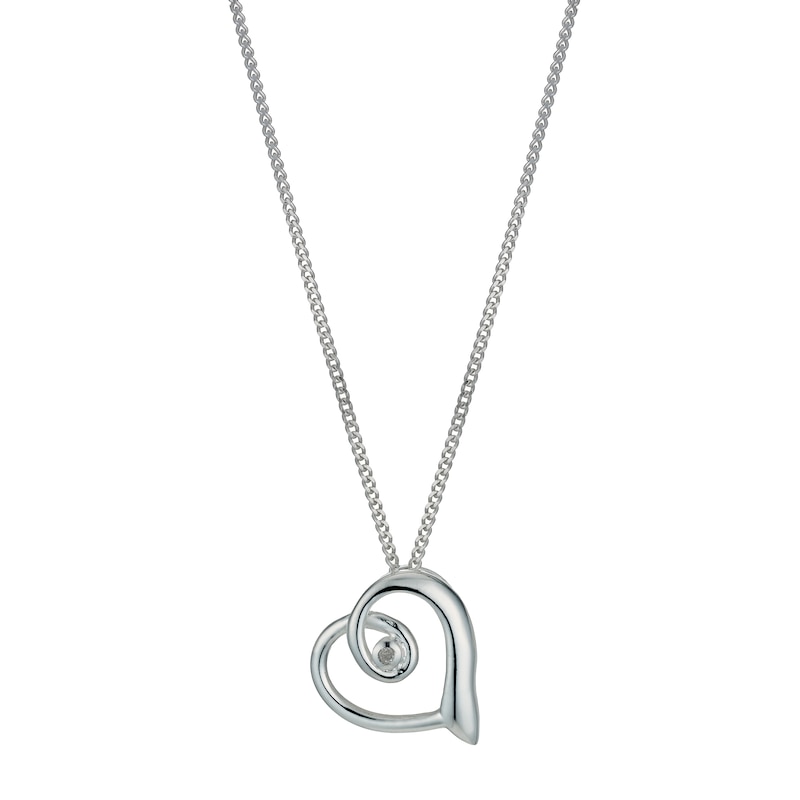 Main Image 1 of Silver Diamond Heart Pendant