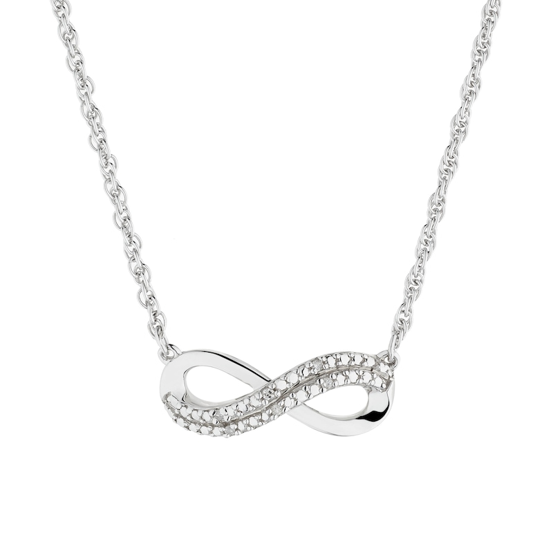 Main Image 1 of Sterling Silver Diamond Infinity Pendant