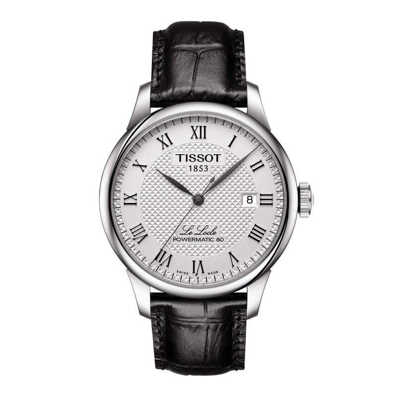 Tissot Le Locle Powermatic Mens Black Leather Strap Watch