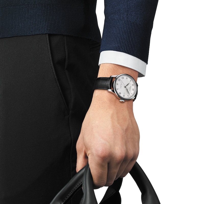 Tissot Le Locle Powermatic Mens Black Leather Strap Watch