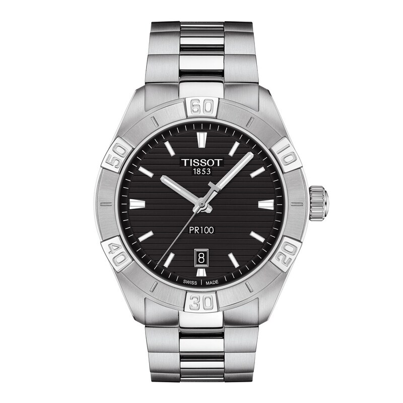 Tissot PR 100 Sport Men's Black Dial Stainless Steel Bracelet Watch