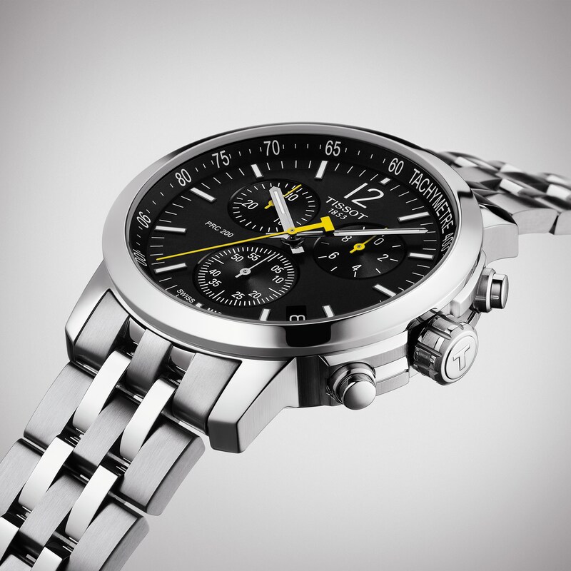 Main Image 5 of Tissot PRC 200 Chronograph Black Dial Stainless Steel Bracelet Watch