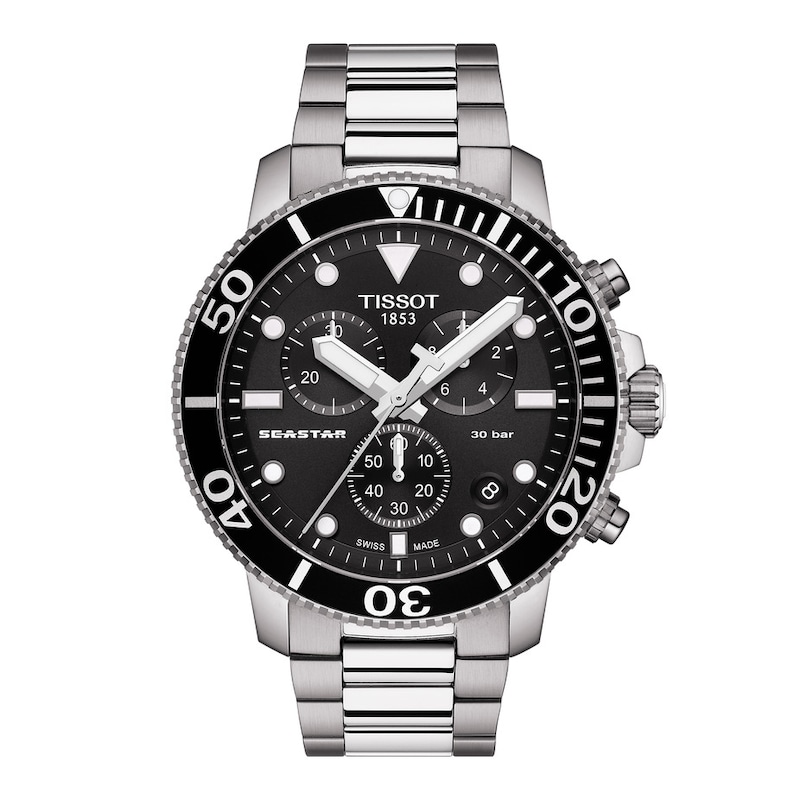 Tissot Seastar 1000 Black Dial Chronograph Men's Steel Bracelet Watch