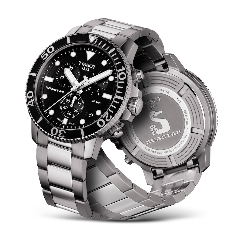 Tissot Seastar 1000 Black Dial Chronograph Men's Steel Bracelet Watch