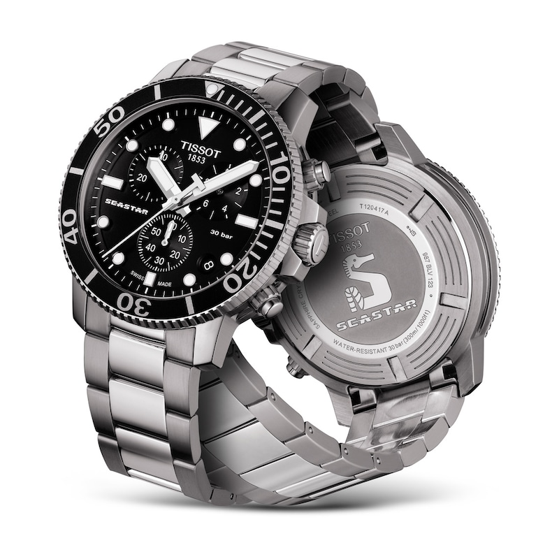 Main Image 2 of Tissot Seastar 1000 Black Dial Chronograph Men's Steel Bracelet Watch