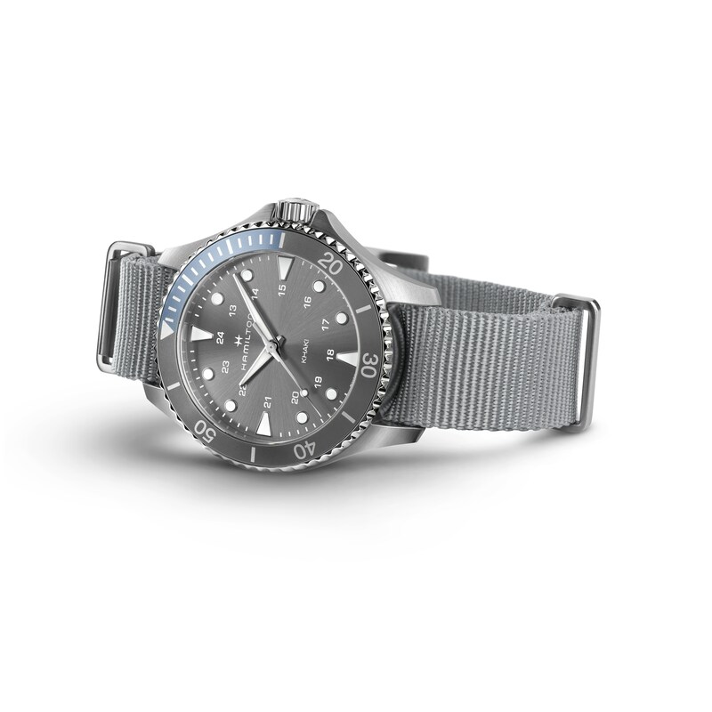 Hamilton Khaki Navy Scuba Quartz Grey Strap Watch