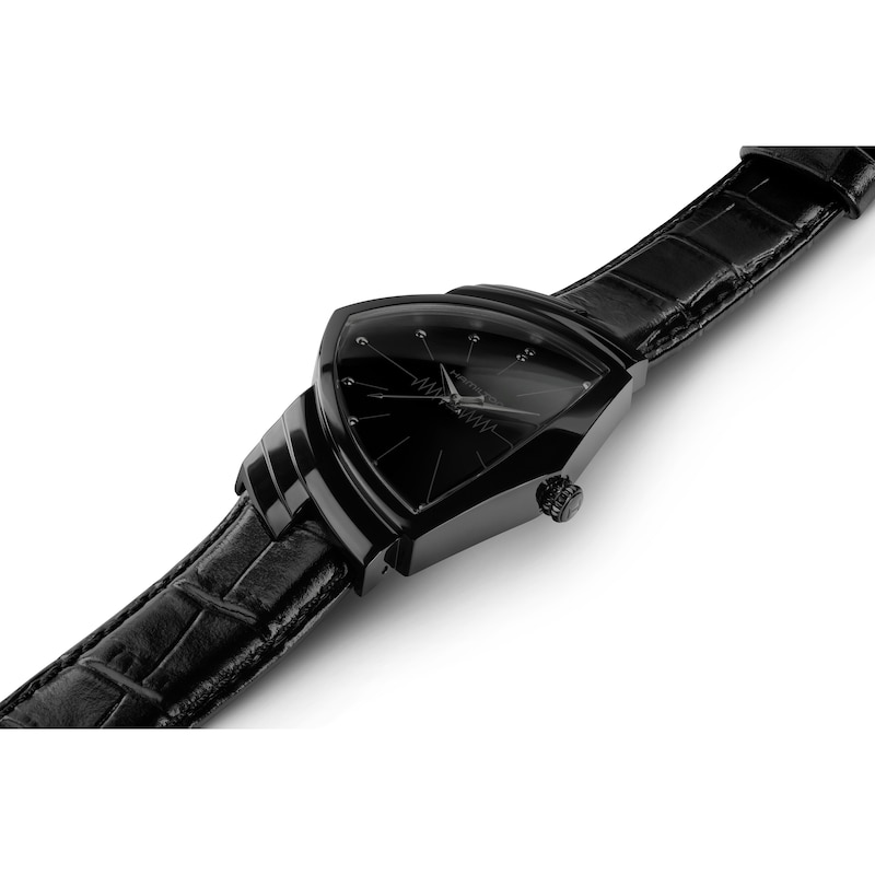 Main Image 3 of Hamilton Ventura Quartz Black Case Black Leather Strap Watch