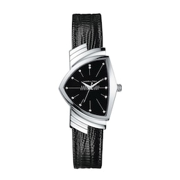 Hamilton Ventura Quartz Black Leather Strap Watch