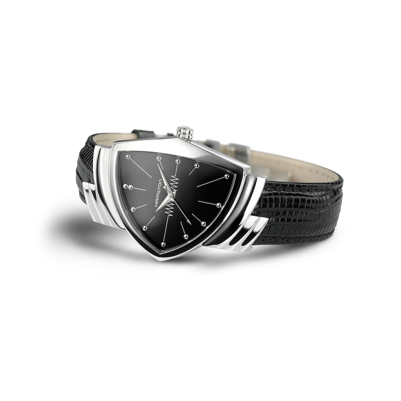 Hamilton Ventura Quartz Black Leather Strap Watch