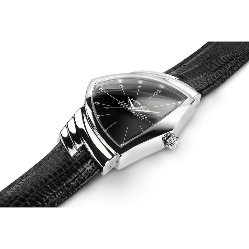 Hamilton Ventura Quartz Black Leather Strap Watch