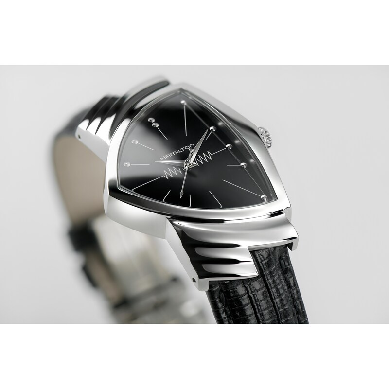 Hamilton Ventura Quartz Black Leather Strap Watch