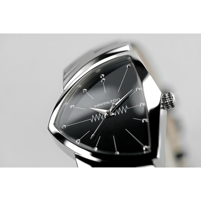 Main Image 6 of Hamilton Ventura Quartz Black Leather Strap Watch