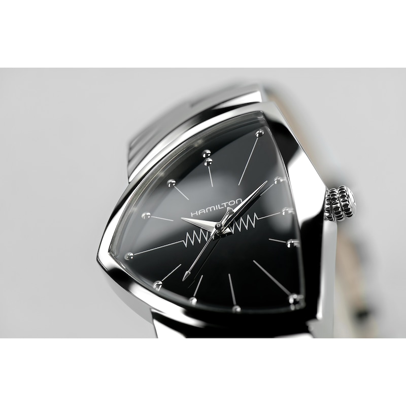 Hamilton Ventura Quartz Black Leather Strap Watch