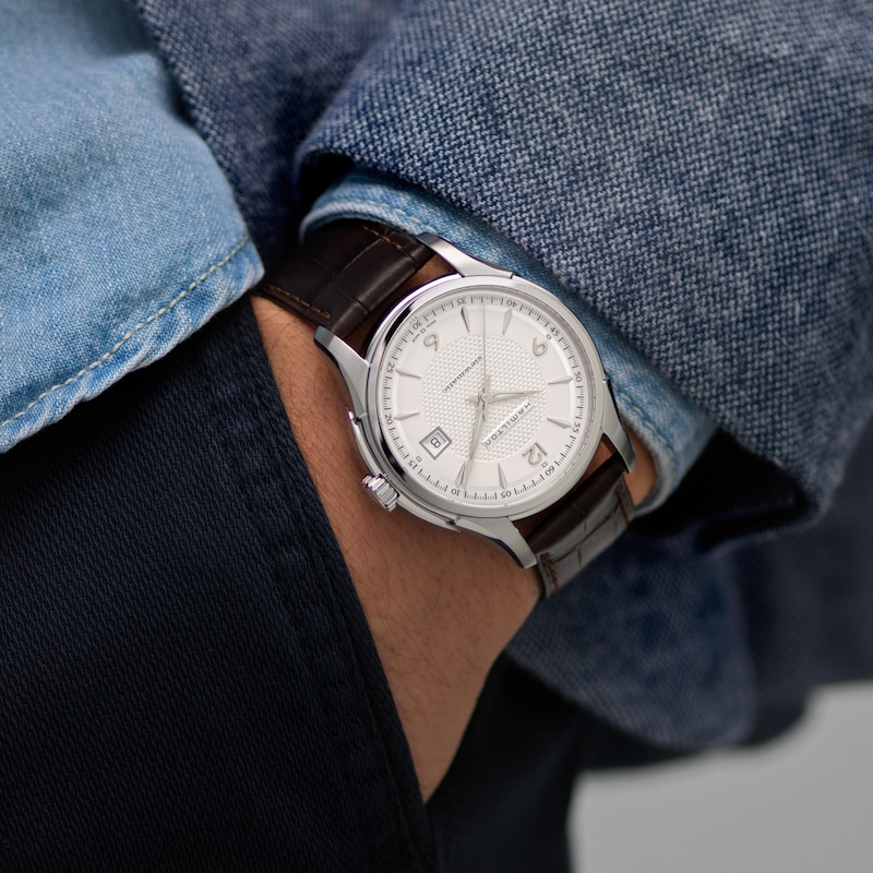 Main Image 4 of Hamilton Jazzmaster Viewmatic Brown Leather Strap Watch