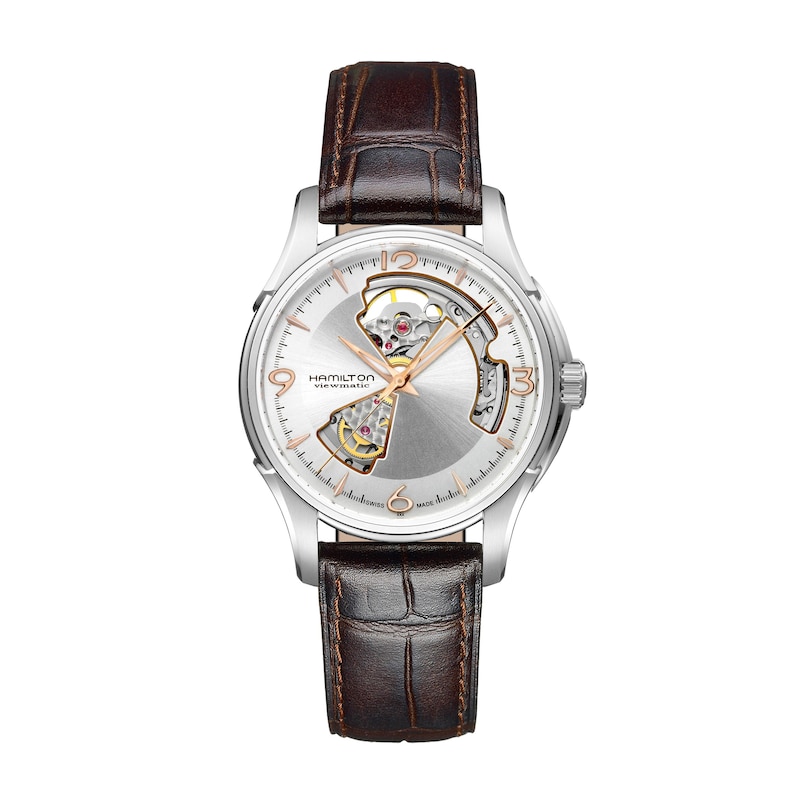 Main Image 1 of Hamilton Jazzmaster Men's Silver Open Dial Brown Leather Strap Watch