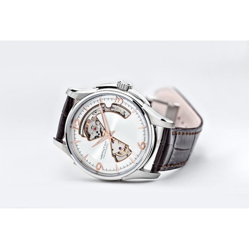 Main Image 2 of Hamilton Jazzmaster Men's Silver Open Dial Brown Leather Strap Watch