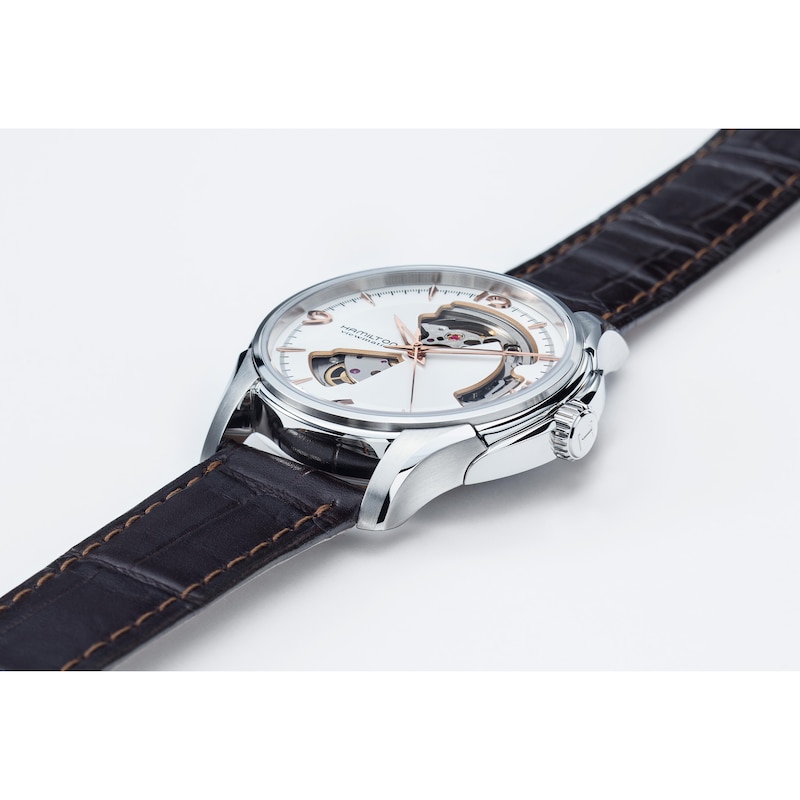 Main Image 3 of Hamilton Jazzmaster Men's Silver Open Dial Brown Leather Strap Watch