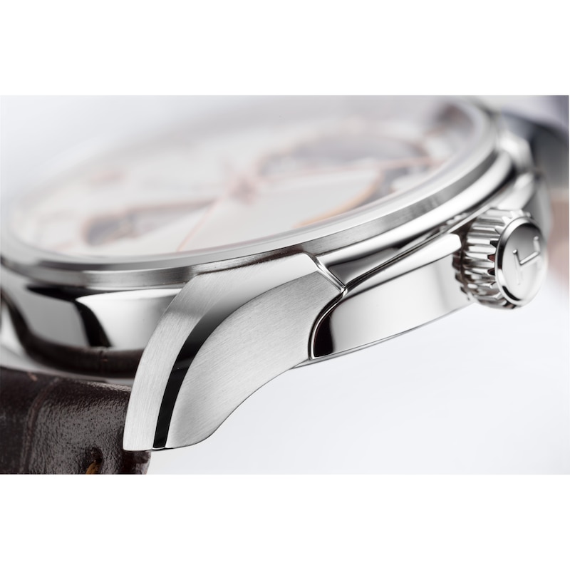 Main Image 6 of Hamilton Jazzmaster Men's Silver Open Dial Brown Leather Strap Watch
