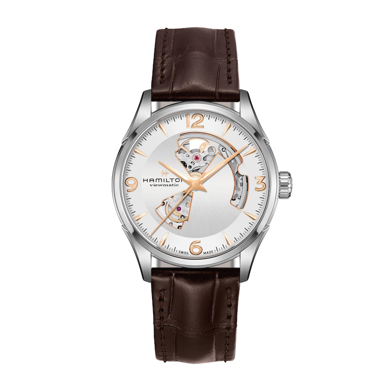 Main Image 1 of Hamilton Jazzmaster Men's Open Dial Brown Leather Strap Watch