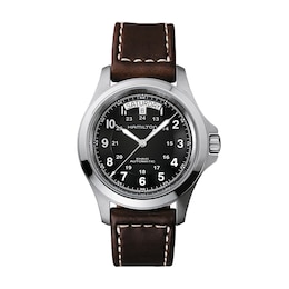 Hamilton Khaki Field King Automatic Brown Leather Strap Watch