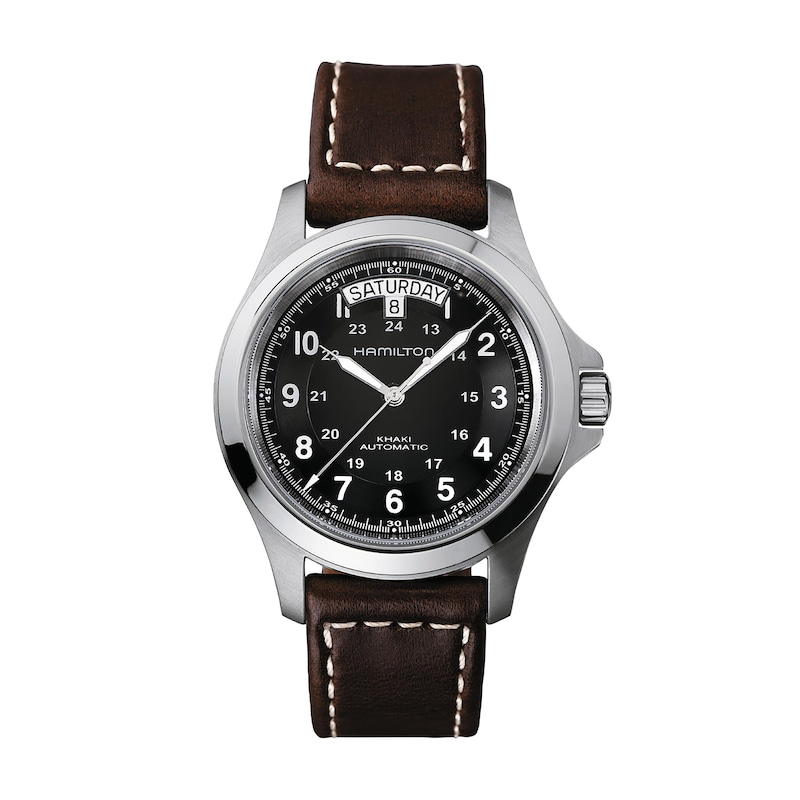 Hamilton Khaki Field King Automatic Brown Leather Strap Watch