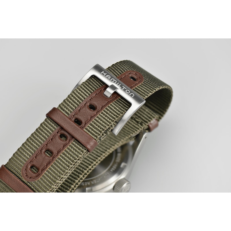 Main Image 4 of Hamilton Khaki Field Mechanical Black Dial Green Fabric Strap Watch